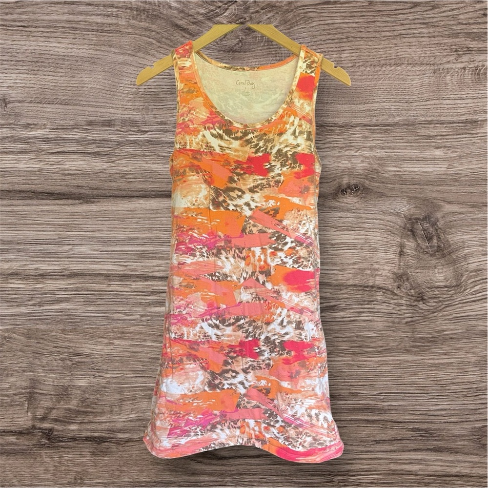 Coral Bay Pink and Orange Sleeveless Sheath Dress